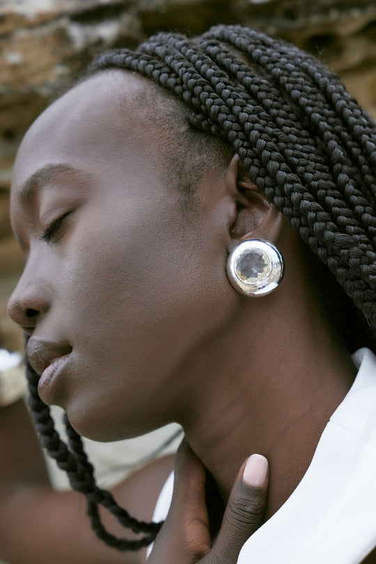 Briller Earring Silver and Crystal