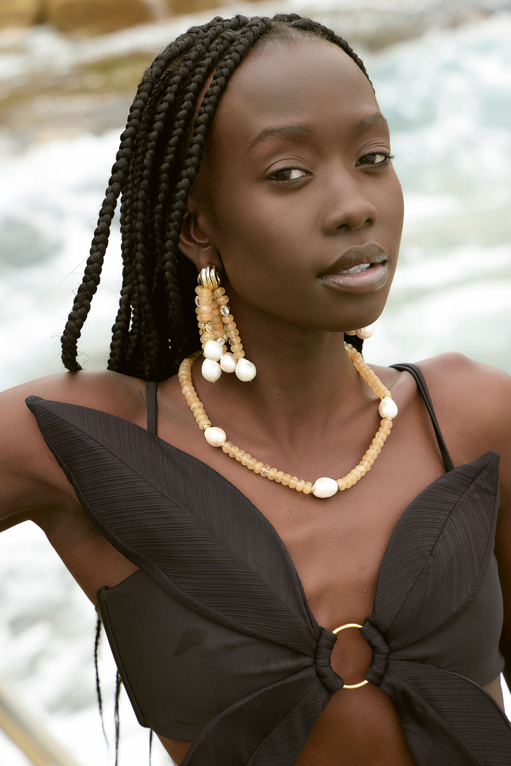 Viv Earring Gold Jade