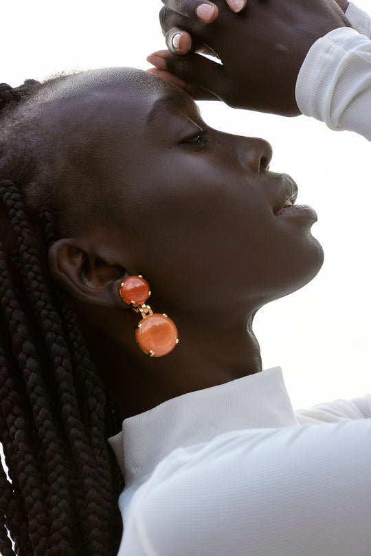 Galaxias Earring Red and Orange Jade