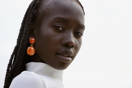 Galaxias Earring Red and Orange Jade