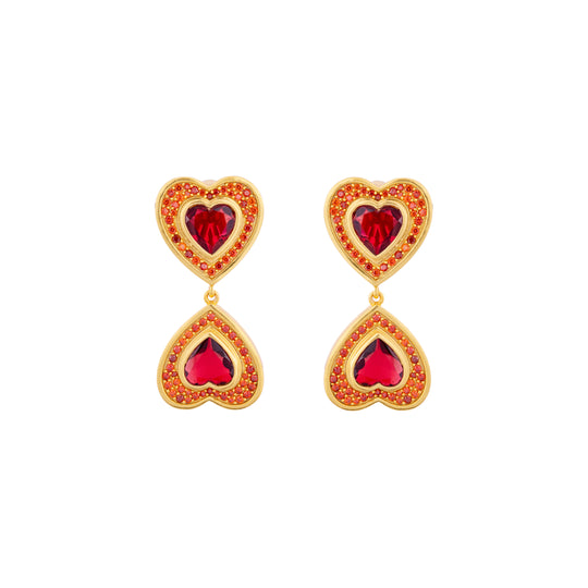 Forever Earrings Ruby Red Quartz & Crystal