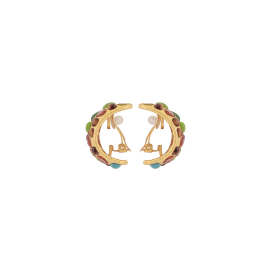 Alicia Earrings Green Turquoise, Tiger Eye, Golden Turquoise, Malachite, Citrine Quartz & Peridot Quartz