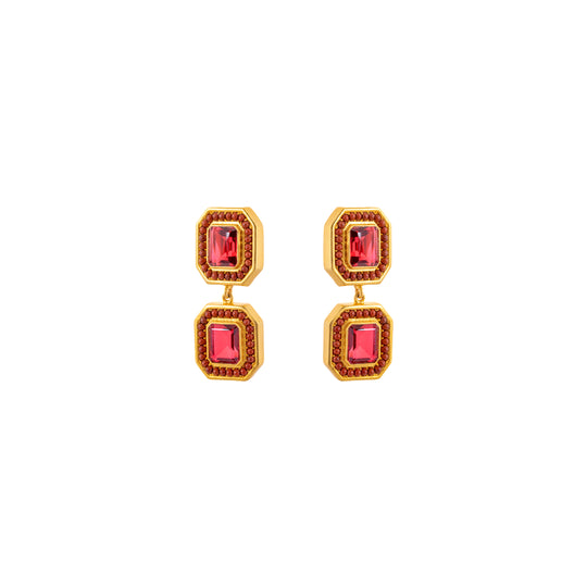 Jenny Earrings Red Quartz & Burgundy Red Jade