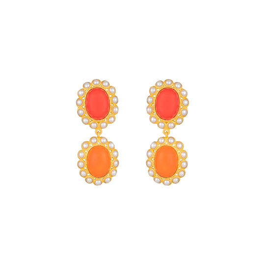 Ada Earrings Red & Orange Coral