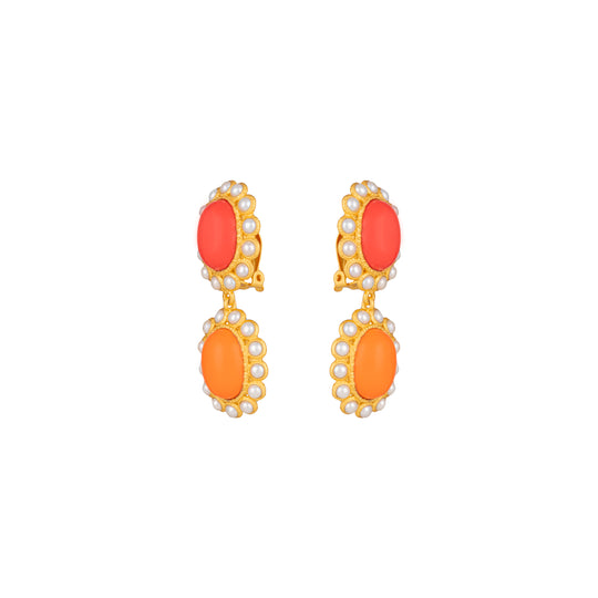 Ada Earrings Red & Orange Coral