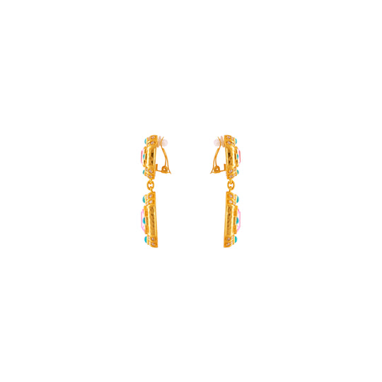 Carrie Earrings Pink Quartz, Turquoise & Clear Quartz (PRE-ORDER)