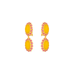Ada Earrings Yellow Glass & Pink Crystal