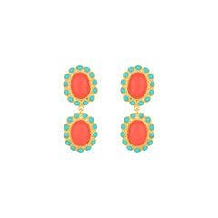 Ada Earrings Red Coral & Turquoise