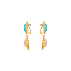 Ada Earrings Pink Coral, Turquoise & Pearls