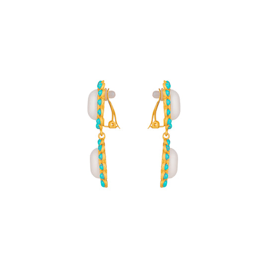 Ada Earrings White Stone & Turquoise