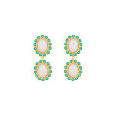 Ada Earrings White Stone & Turquoise
