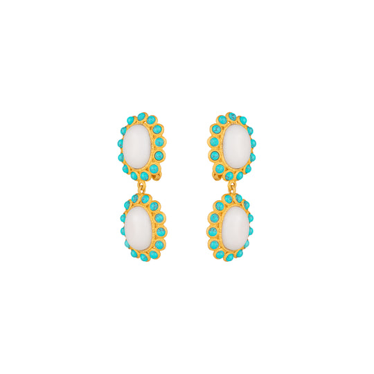 Ada Earrings White Stone & Turquoise