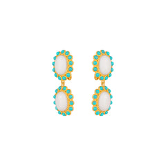 Ada Earrings White Stone & Turquoise