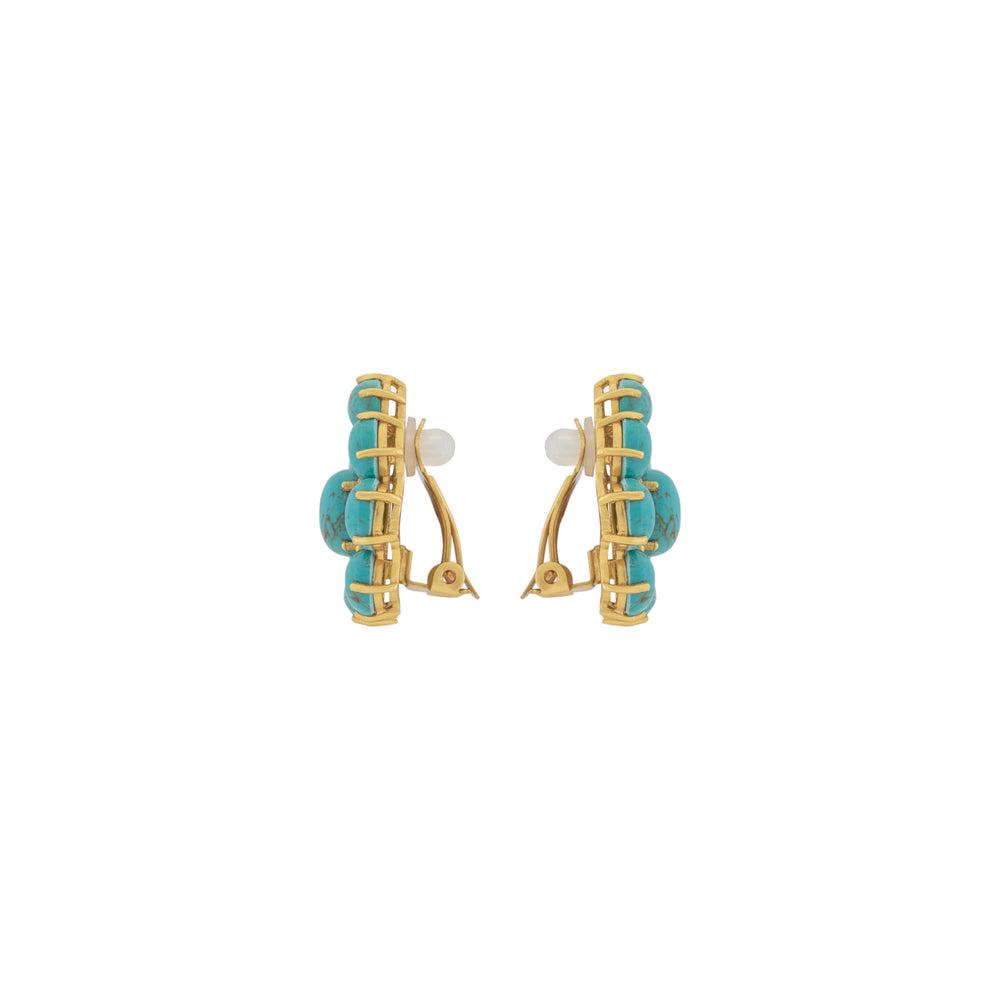 Carmella Earrings Golden Turquoise & Orange Crystal