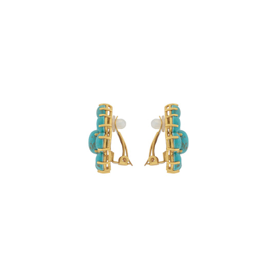 Carmella Earrings Golden Turquoise & Orange Crystal
