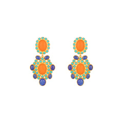 Isola Earrings Turquoise, Lapis & Orange Coral