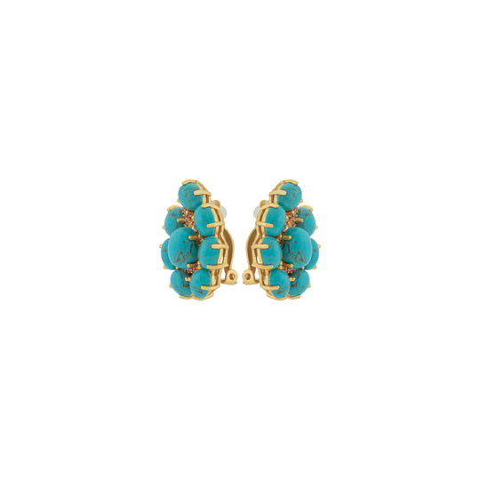Carmella Earrings Golden Turquoise & Orange Crystal