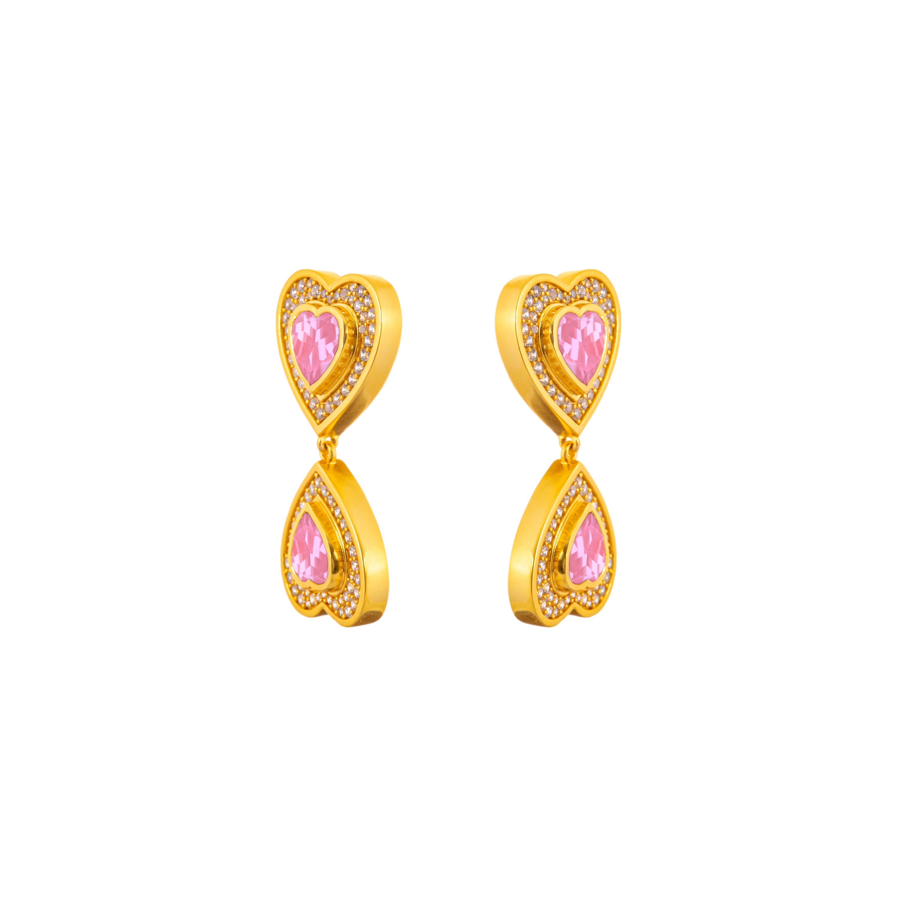 Forever Earrings Rose Quartz & Clear Crystal