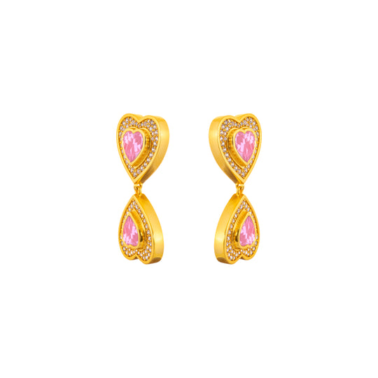 Forever Earrings Rose Quartz & Clear Crystal