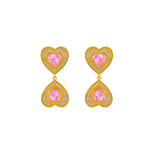 Forever Earrings Rose Quartz & Clear Crystal