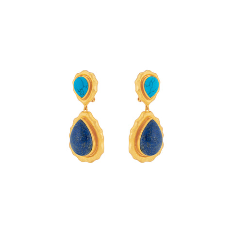 Paulina Earrings Lapis & Blue Turquoise