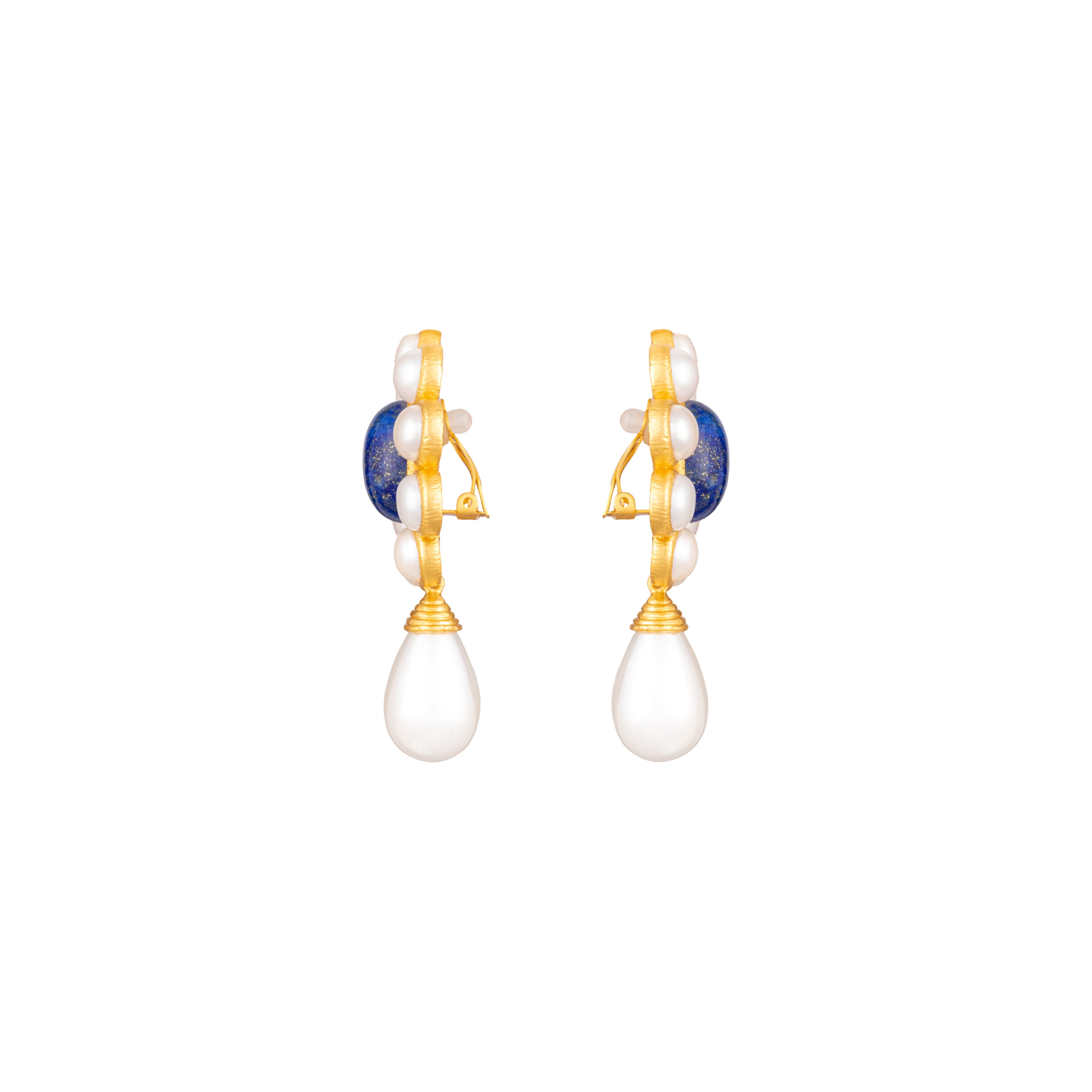 Sophia Earrings Lapis & Pearls