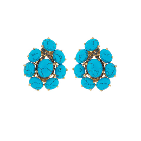 Carmella Earrings Blue Turquoise & Blue Crystal