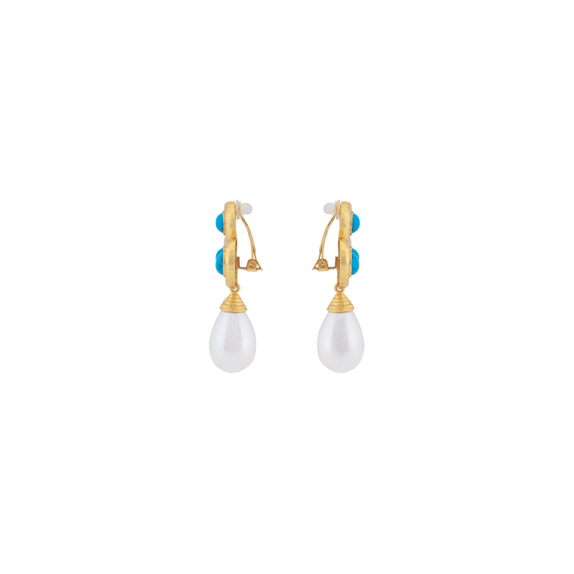 Ava Earrings Blue Turquoise & Pearl