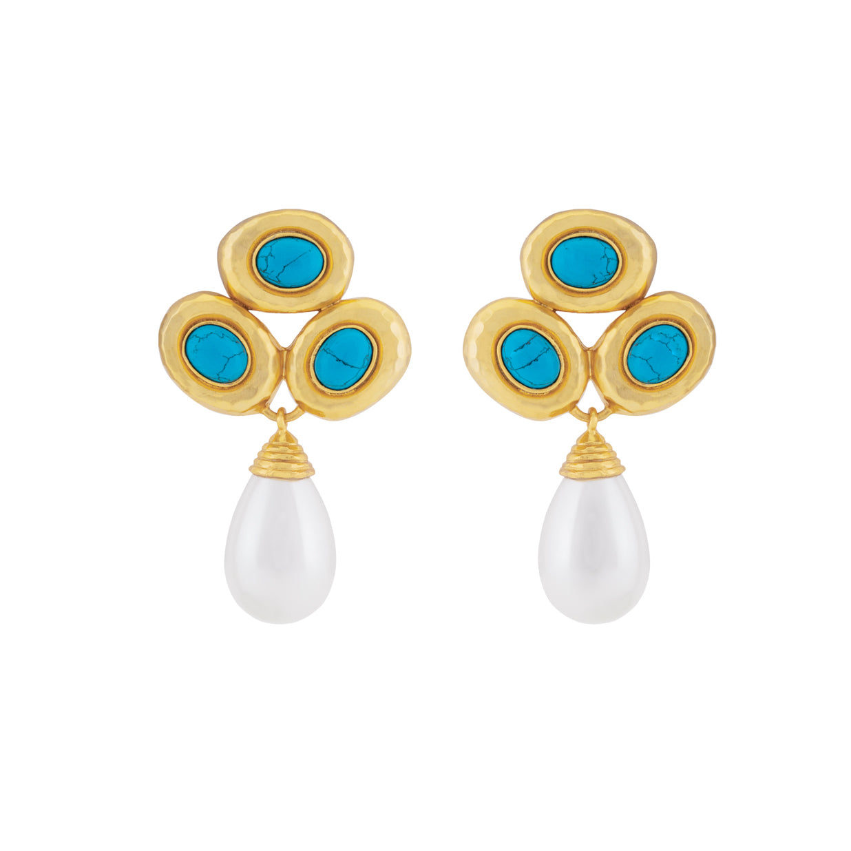 Ava Earrings Blue Turquoise & Pearl