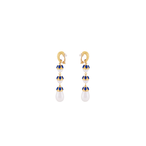 Delfina Earrings Lapis & Pearl