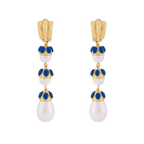 Delfina Earrings Lapis & Pearl
