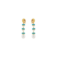 Delfina Earrings Blue Turquoise & Pearl