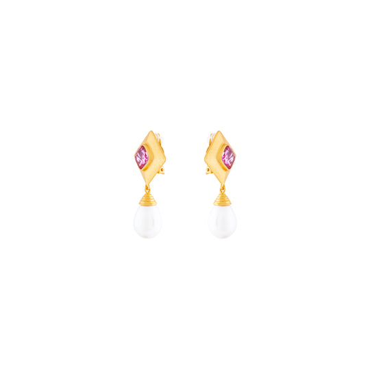 Abby Earrings Pink Quartz Crystal