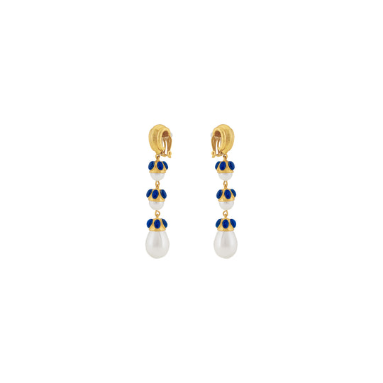 Delfina Earrings Lapis & Pearl