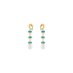 Delfina Earrings Blue Turquoise & Pearl