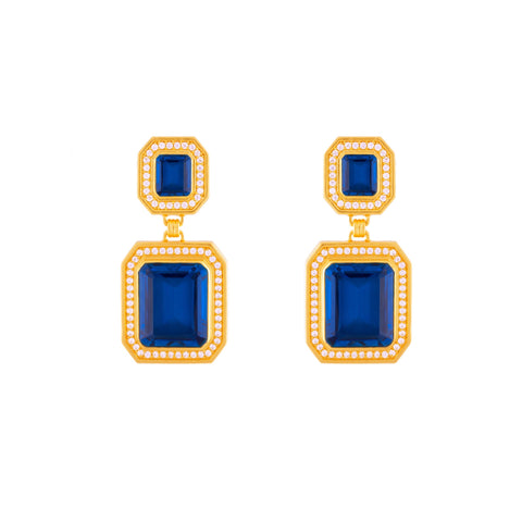 Jennifer Earrings Sapphire Blue Quartz & Clear Quartz Crystal