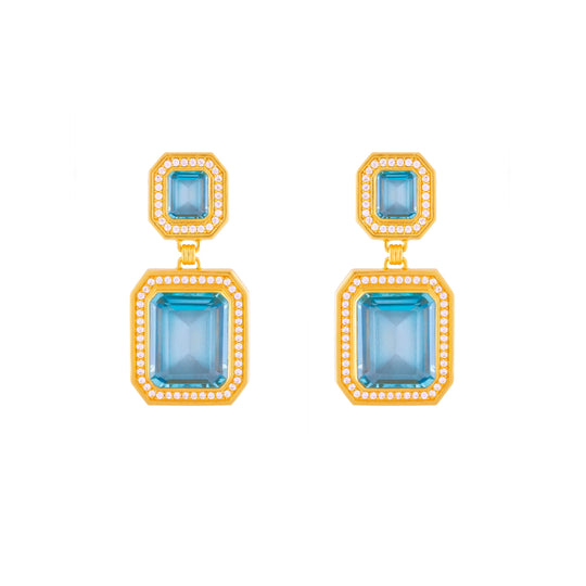 Jennifer Earrings Light Blue Quartz & Clear Quartz Crystal (PRE-ORDER)