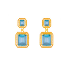 Jennifer Earrings Light Blue Quartz & Clear Quartz Crystal
