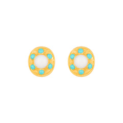 Vivienne Earrings Turquoise & White Stone