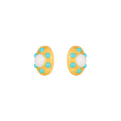 Vivienne Earrings Turquoise & White Stone