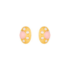 Vivienne Earrings Pink Coral & Pearls