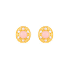Vivienne Earrings Pink Coral & Pearls