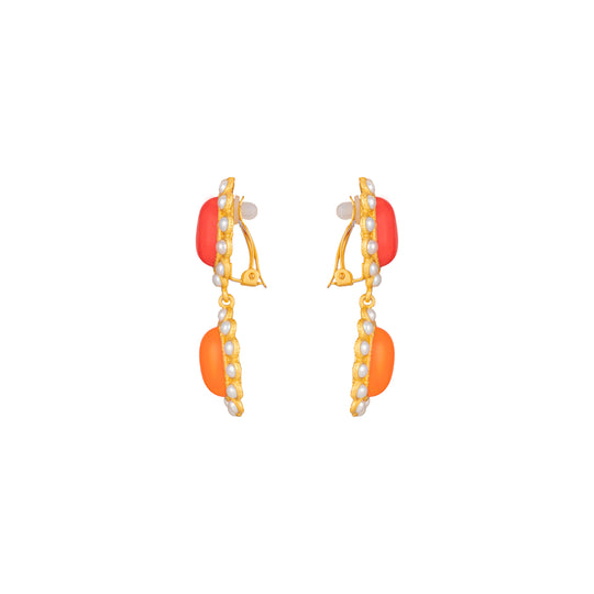 Ada Earrings Red & Orange Coral