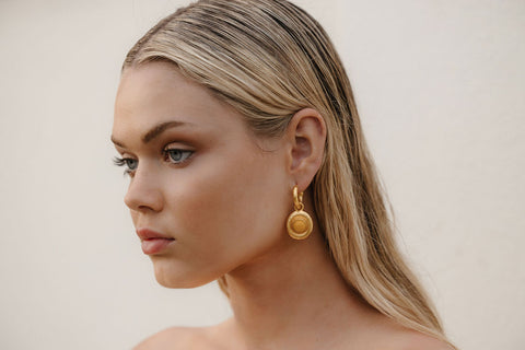 Elisa Earrings Yellow Glass
