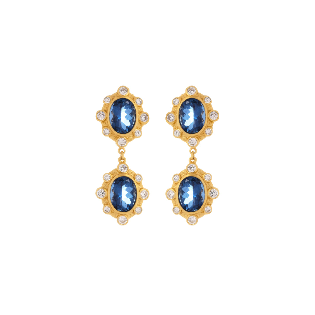 Calypso Earrings Sapphire Quartz & Clear Crystal