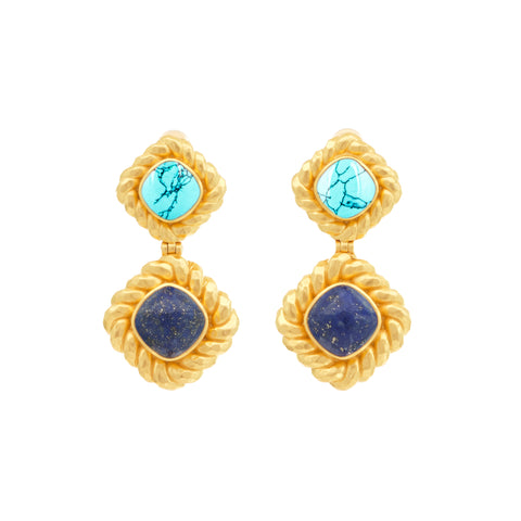 Carlotta Earrings Turquoise & Lapis