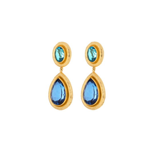 Santorini Earrings Topaz Quartz & Sapphire Quartz