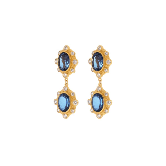 Calypso Earrings Sapphire Quartz & Clear Crystal