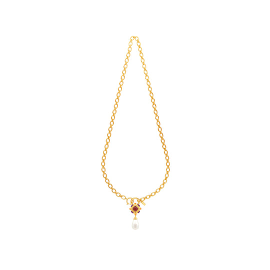 Emilia Necklace Amethyst Quartz, Ruby Quartz, Citrine Quartz & Pearl