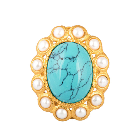 Oceana Ring Turquoise & Pearls